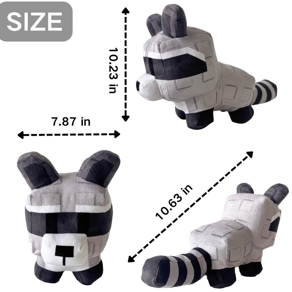 SUPERBE Grow a Garden Plush Toys, 10.63'' Garden Pet Raccoon Red Fox Stuffed Animals Toy, Collectible Plushie for Video Game Fans (Grey)