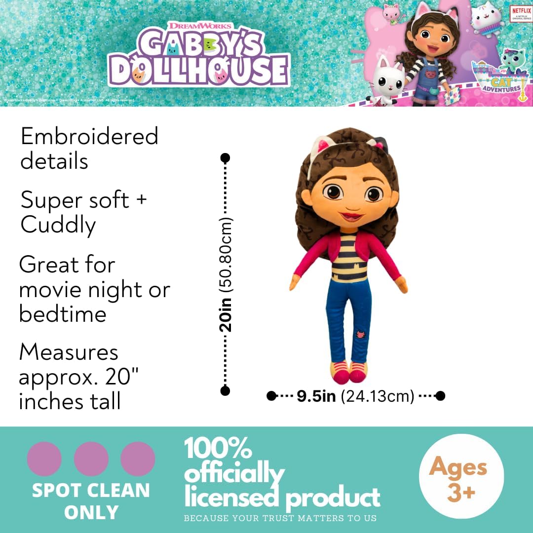 Franco DreamWorks Gabby's Dollhouse Kids Bedding Super Soft Plush Decorative Throw Cuddle Pillow, (Officially Licensed Product)