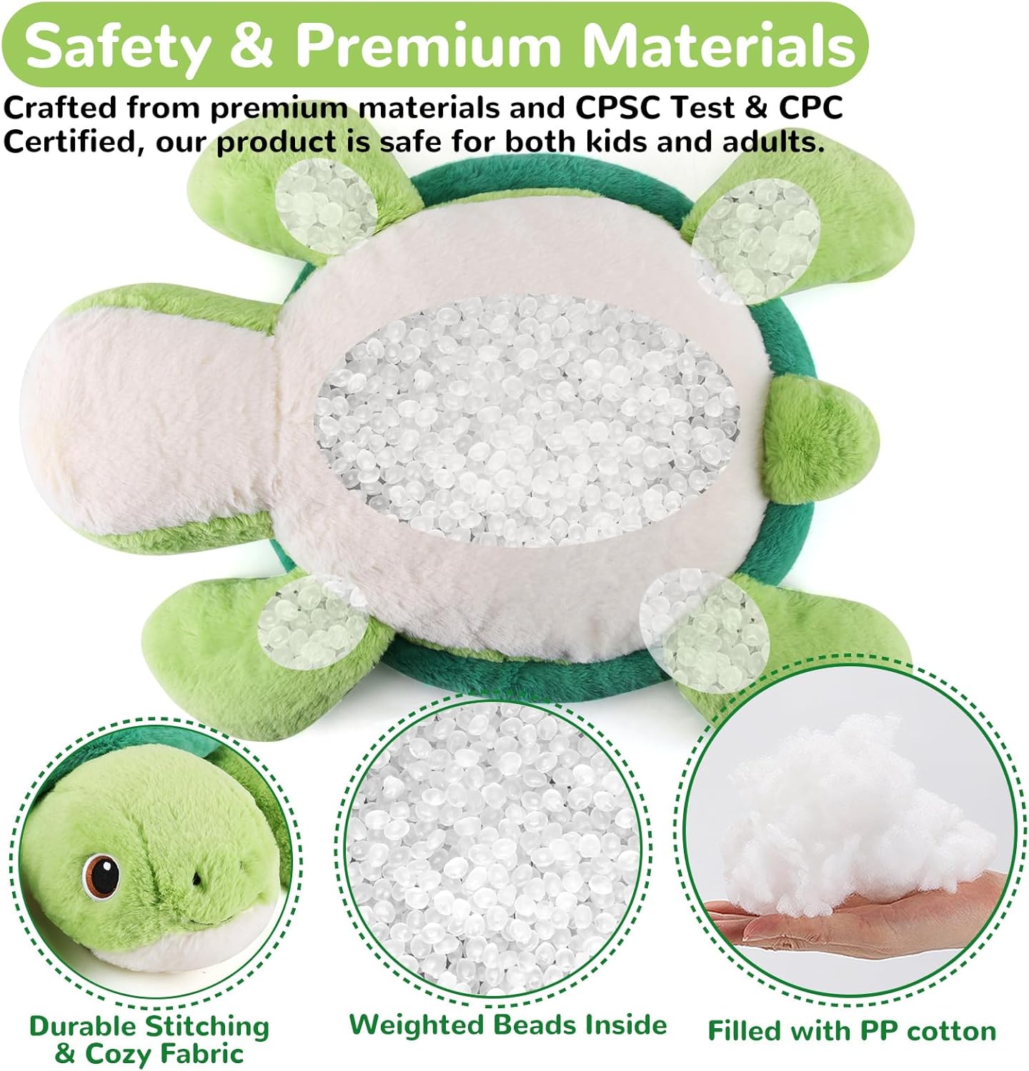 Turtle Weighted Stuffed Animals - 22 Inch 4.5 Pounds Weighted Plushies Sea Turtle Stuffed Animal - Big Tortoise Plush Pillow - Cute Plush Toys Gifts for Kids & Adults (22" 4.5 lbs)