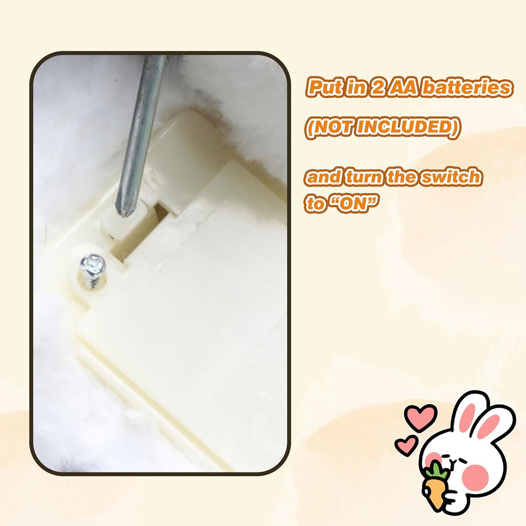 Easfan Hopping Bunny Plush Grey Jumping Spotted Rabbit Ears Nose Moving Educational Plush Toy Interactive Toy Electric for Toddlers Kids