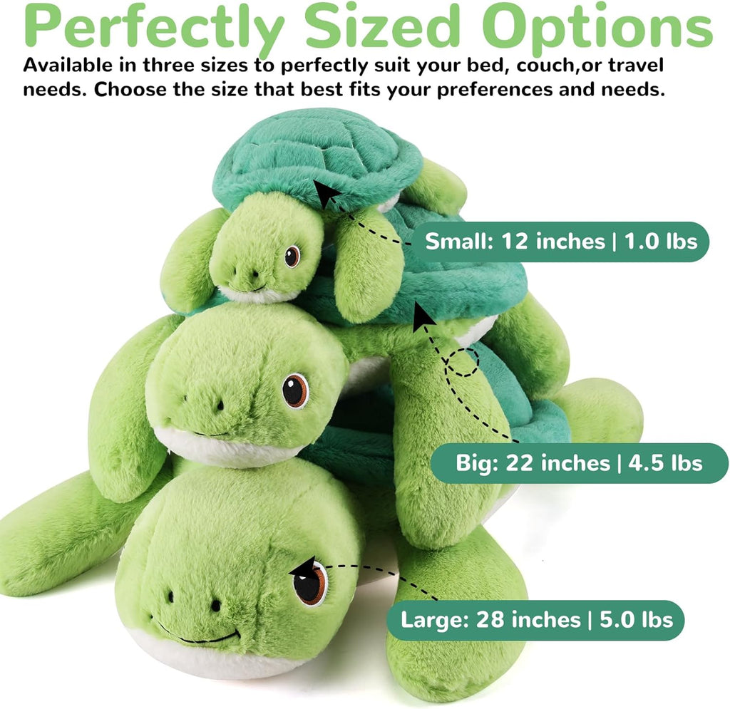 Turtle Weighted Stuffed Animals - 22 Inch 4.5 Pounds Weighted Plushies Sea Turtle Stuffed Animal - Big Tortoise Plush Pillow - Cute Plush Toys Gifts for Kids & Adults (22" 4.5 lbs)