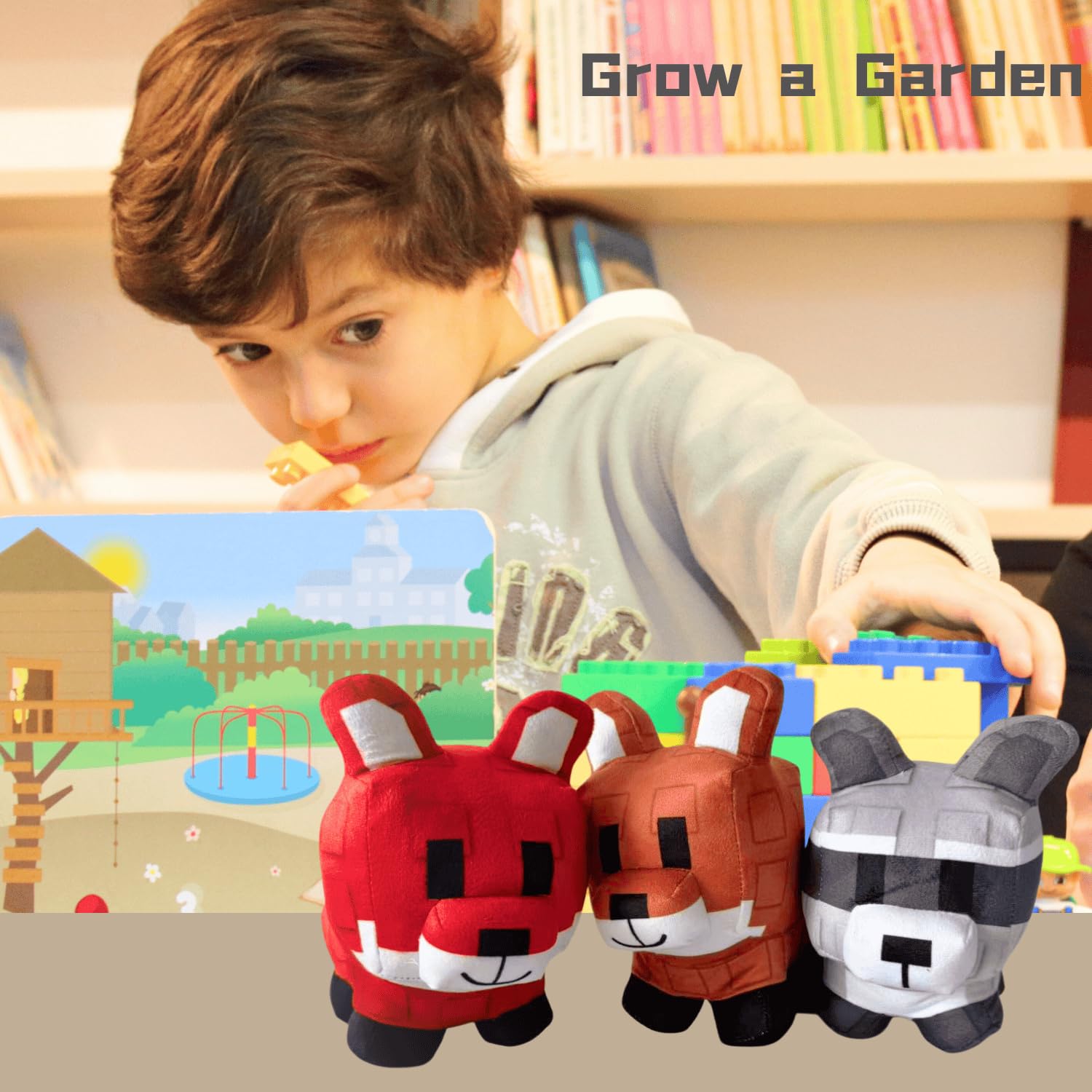 SUPERBE Grow a Garden Plush Toys, 10.63'' Garden Pet Raccoon Red Fox Stuffed Animals Toy, Collectible Plushie for Video Game Fans (Grey)