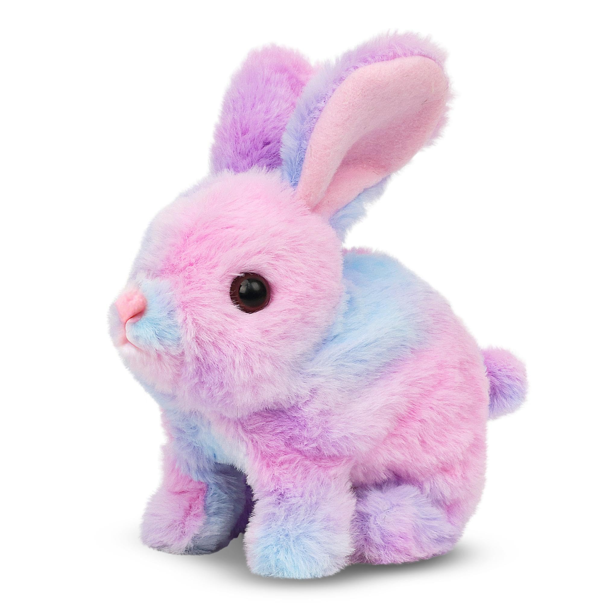 Easfan Hopping Bunny Plush Grey Jumping Spotted Rabbit Ears Nose Moving Educational Plush Toy Interactive Toy Electric for Toddlers Kids