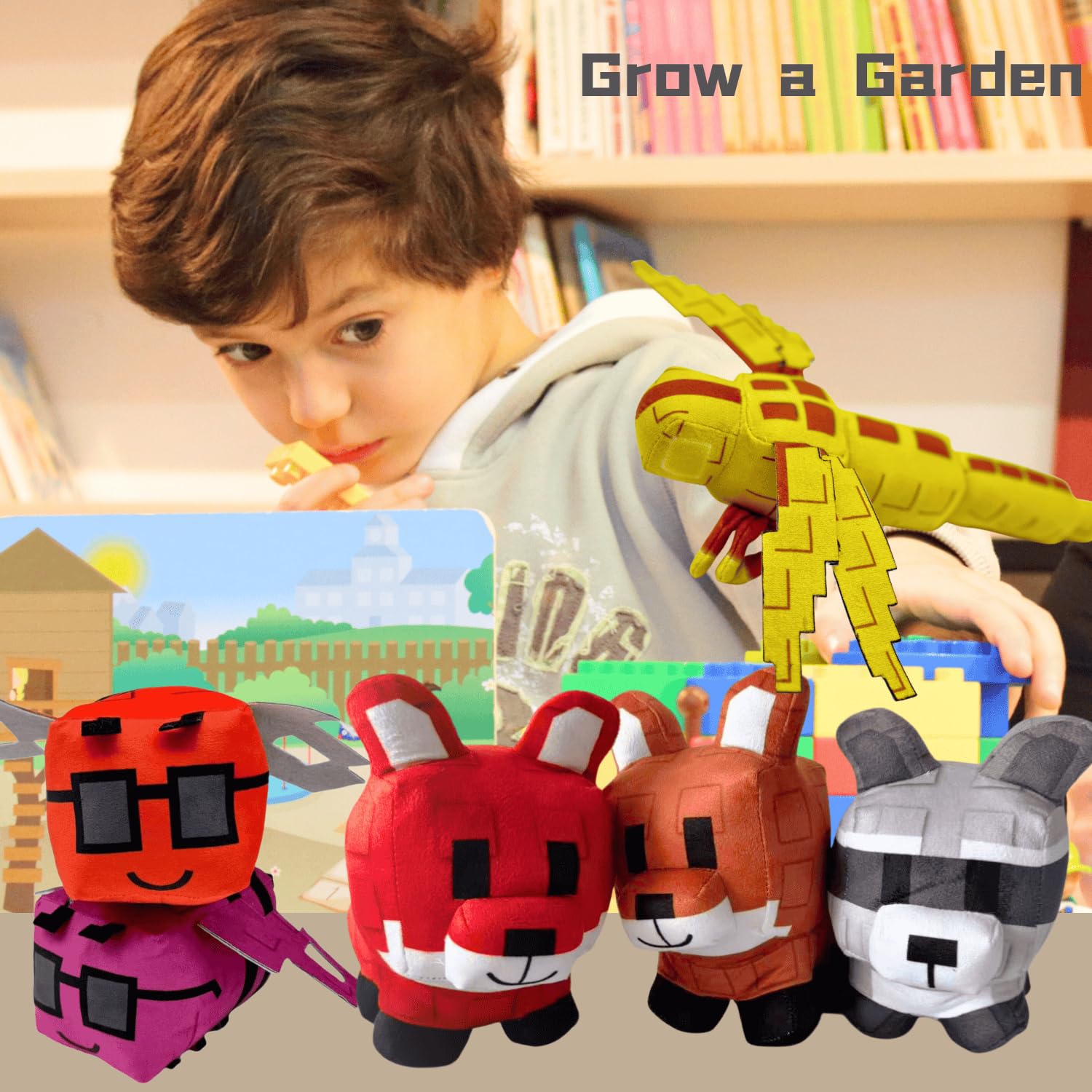 SUPERBE Grow a Garden Plush Toys, 10.63'' Garden Pet Raccoon Red Fox Stuffed Animals Toy, Collectible Plushie for Video Game Fans (Grey)