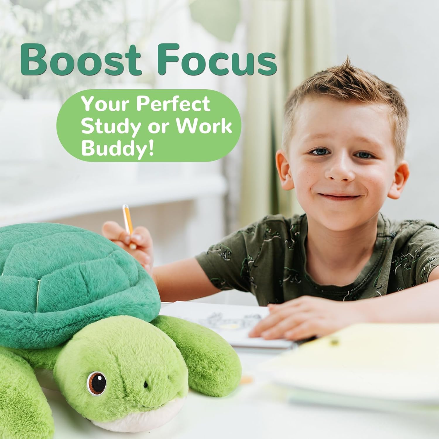 Turtle Weighted Stuffed Animals - 22 Inch 4.5 Pounds Weighted Plushies Sea Turtle Stuffed Animal - Big Tortoise Plush Pillow - Cute Plush Toys Gifts for Kids & Adults (22" 4.5 lbs)