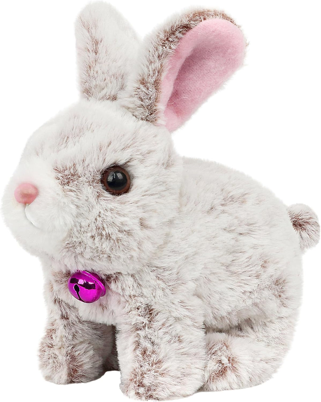 Easfan Hopping Bunny Plush Grey Jumping Spotted Rabbit Ears Nose Moving Educational Plush Toy Interactive Toy Electric for Toddlers Kids