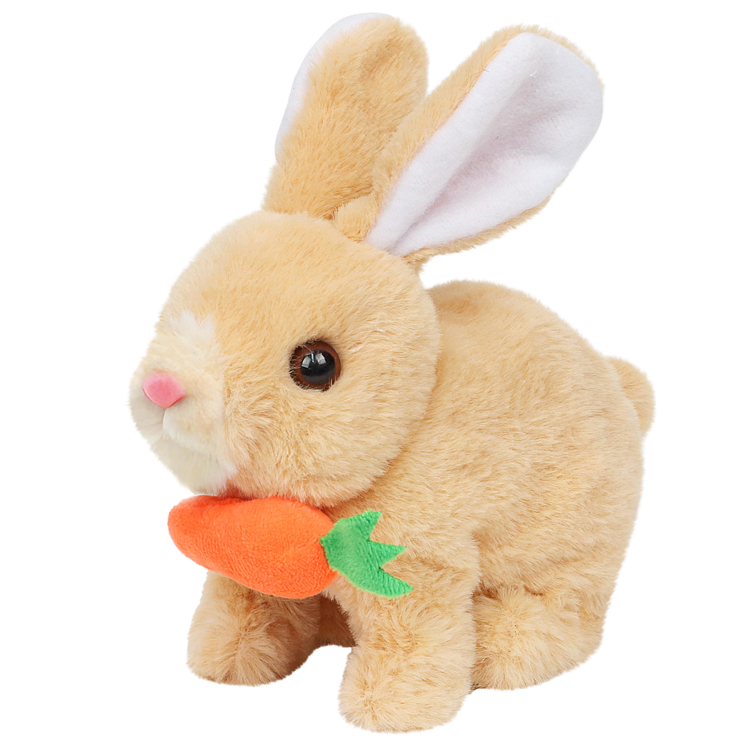 Easfan Hopping Bunny Plush Grey Jumping Spotted Rabbit Ears Nose Moving Educational Plush Toy Interactive Toy Electric for Toddlers Kids