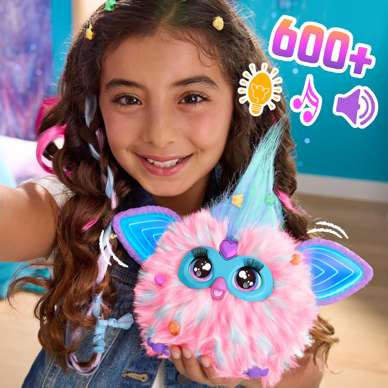 Furby Cotton Candy, 15 Fashion Accessories, Interactive Plush Toys for 6 Year Old Girls & Boys & Up, Voice Activated Animatronic, Pink & Blue (Amazon Exclusive)