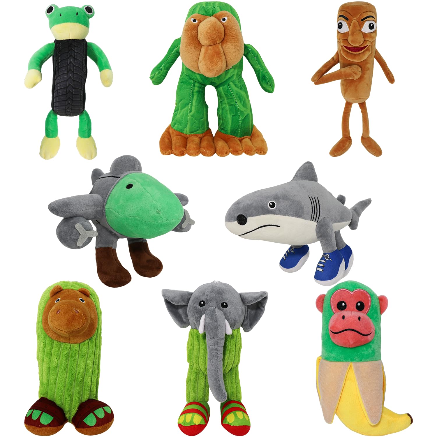 Italian Brainrot plush toys featuring Tung Tung, Tralalero, Bombardino and Cappucina meme characters